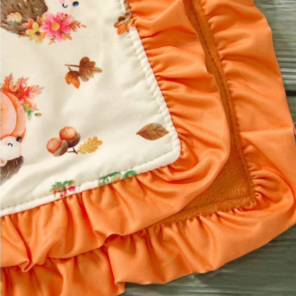 Kids Autumn-Themed Orange Blanket